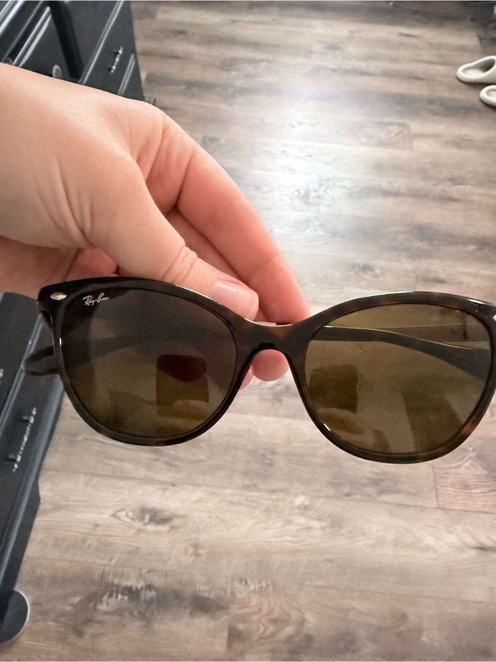 Ray-Ban Brown Tortoiseshell Women's Cat Eye Sunglasses - Dark Brown Lenses - Picture 8 of 8